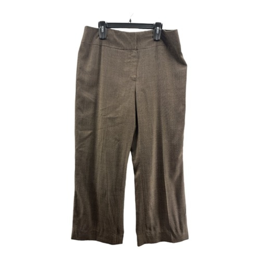 Jones New York Collection Brown Stretch Wide Leg Crop Career Pants